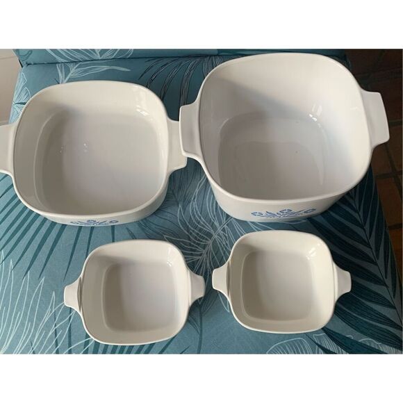 Vintage Corning Ware BLUE CORNFLOWER Baking Casserole Dish Lot 6 piece SET - Picture 2 of 6